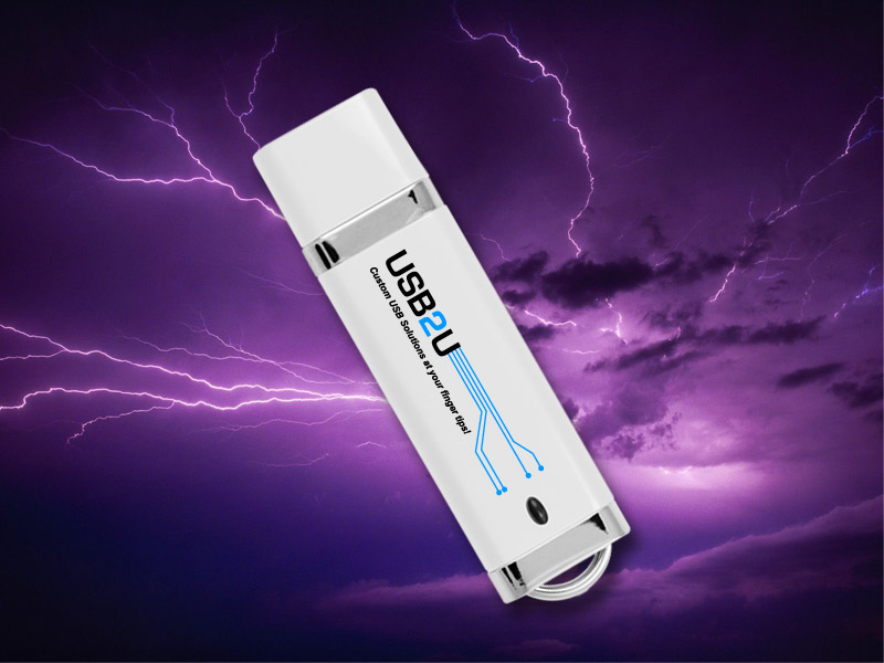 Perfect USB Storm Branded USB Flash DRive amoungst storm clouds and lightening