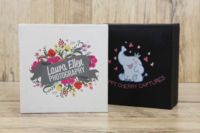 Black and cream branded luxury usb box for photographers