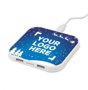 Branded wireless charger with a festive design