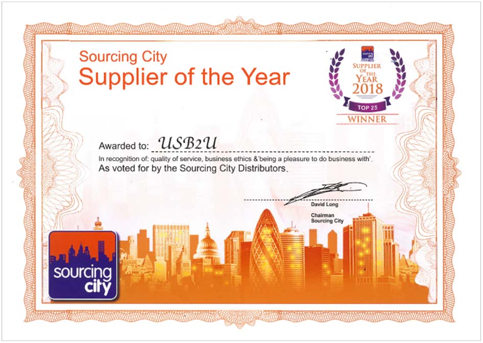 Sourcing city supplier of the year certificate
